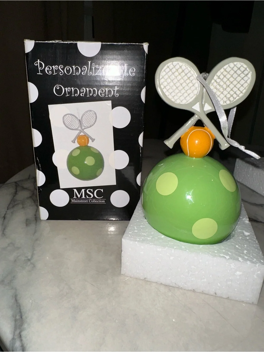 MSC Personalized Green and Red Tennis Ornament & ornament Picture Frame.